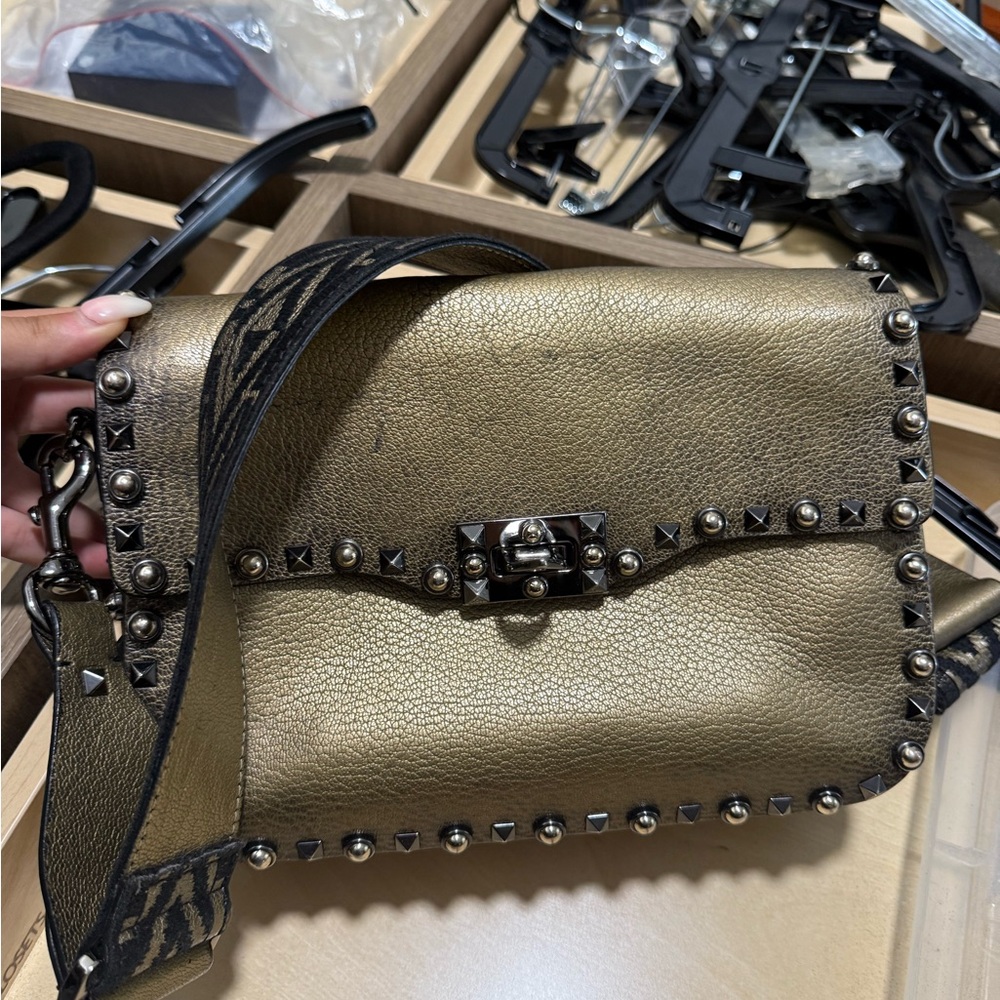 Valentino Gold Studded Crossbody Bag
